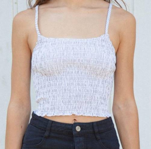 Brandy Melville  Izzy Tank Blue and White Smocked Tank