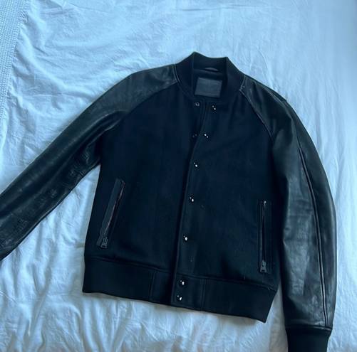 All Saints Mens Leather Bomber Jacket