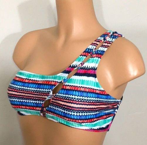 Jessica Simpson  multicolored one-shouldered bikini