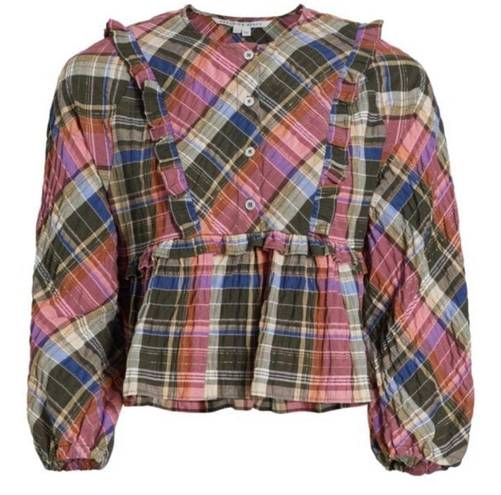 Veronica Beard  Katalina Top Pink Plaid Blouse SZ 6 NWT!