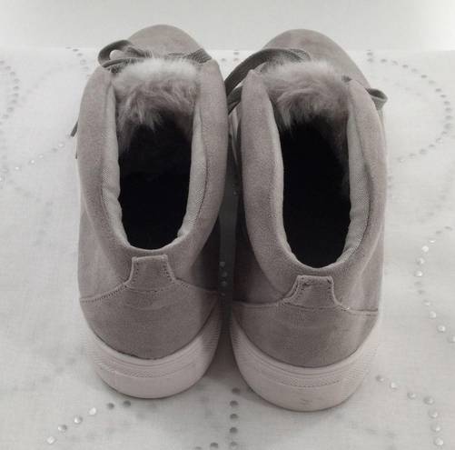 MIA Tillie grey faux fur platform sneakers