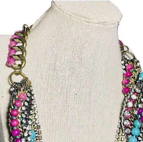 Stella & Dot Retired  Bamboleo Jade Turquoise Crystal  Necklace Retail $228