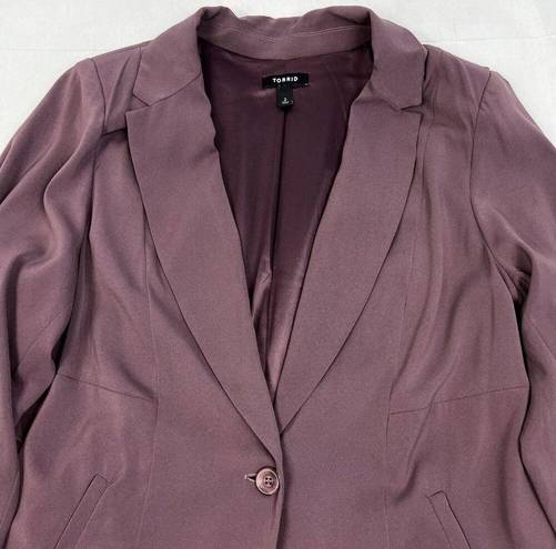 Torrid 2 Lilac One Button Long Line Blazer Jacket Women’s 2X