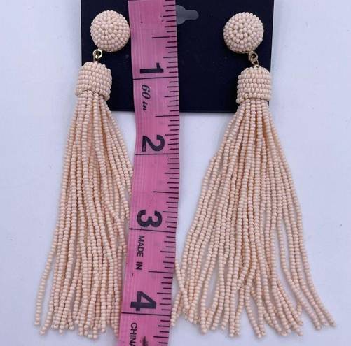 Pink Blush nOir seed beaded tassel long  earrings- New