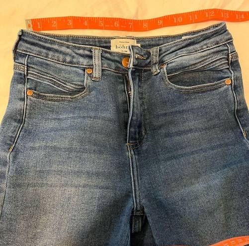 Bohme  Mid-Thigh Blue Denim Frayed Hem Shorts, Size 27