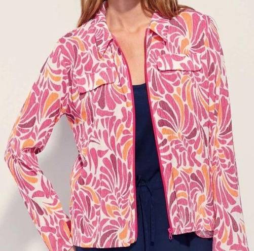 Coldwater Creek  blazer jacket floral top long sleeve pink pm petite medium