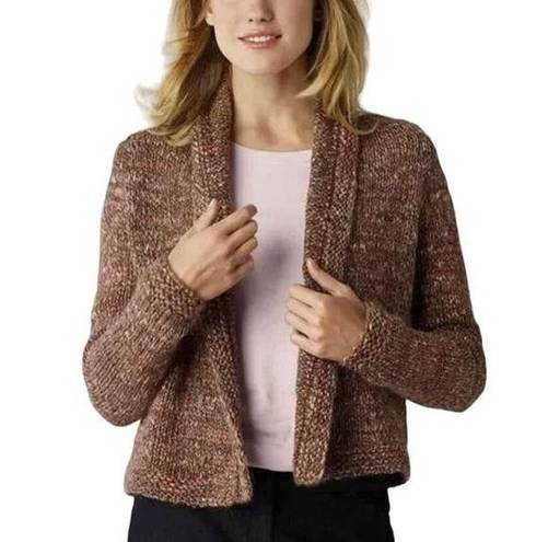 J.Jill  Open Cardigan Sweater Italian Wool Alpaca Soft Brown Pink Marled Small