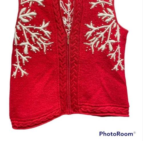 Coldwater Creek  Holiday Winter Theme Wool Vest Small