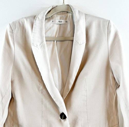 Mango MNG  Casual Long Sleeve Peak Lapel Single Breasted Blazer Jacket Tan Small