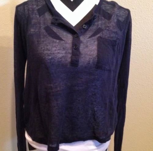 Vince  Navy Blue Long Sleeve Lightweight Button Up “Vintage” Women’s Shirt