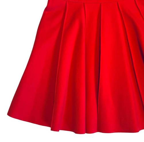 Parker  Tara Red Flared Pleated Skirt Stretch Mini Dress M