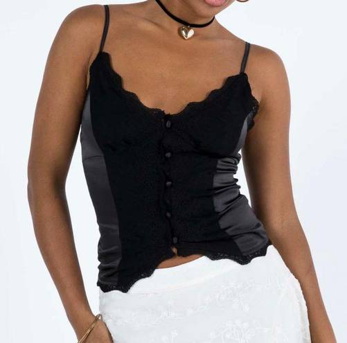 Princess Polly Silk Black Tank