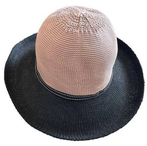 Pacific&Co Wallaroo Hat  Victoria Two-Tone Wide-Brim Beach Sun Hat Black/Tan Ribbon