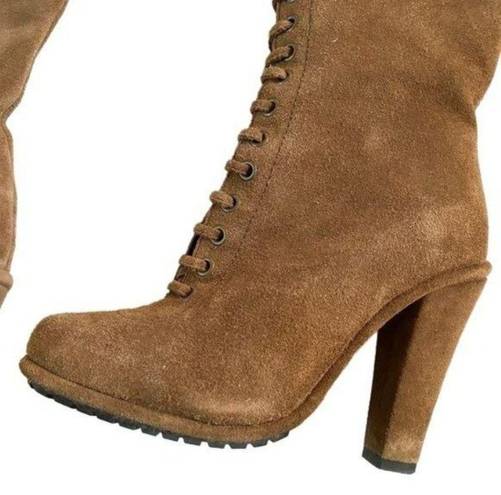 ALLSAINTS  Stepney Brown Suede Over the Knee Lace Up Tassel Boots EU 36/US 6 $900