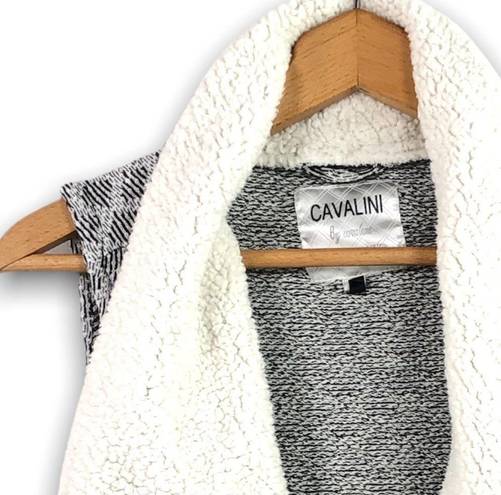  by Cavalini - Sweater Collection Neutral Sherpa Open Vest - S