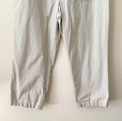 L.L.Bean  Classic Fit Sunwashed Pants Straight-Leg Crop Cotton Beige Size L Pet