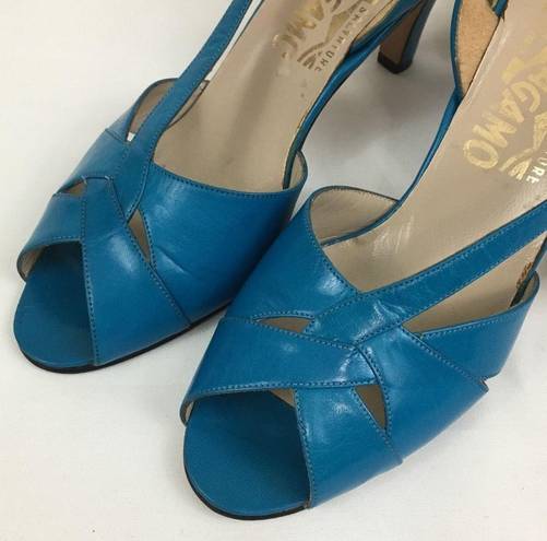 Salvatore Ferragamo  Teal Slingback Sandals 5