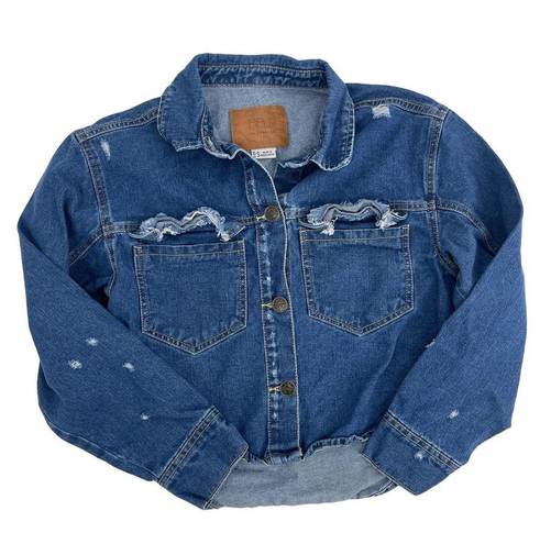 Boom Boom Jeans  Los Angeles Women's High Low Denim Shirt Jacket Size Small NWOT