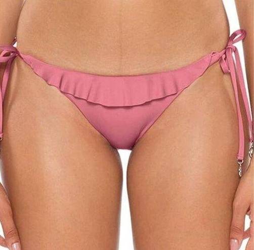 Mulberry Soluna Tie Side Hipster Swim Bikini Bottom  Pink Half Moon Fit Medium