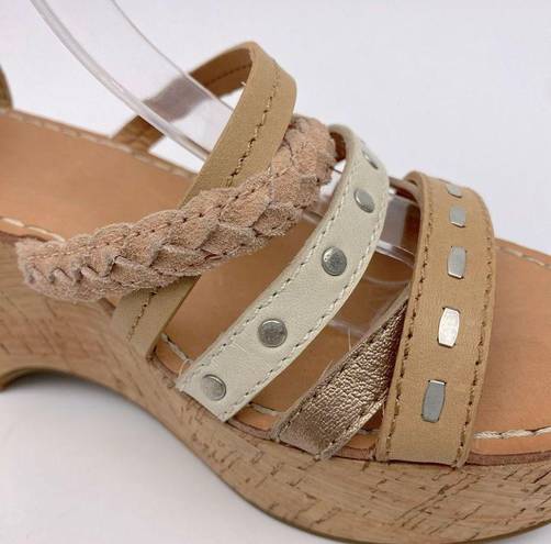 Frye  Leather/Cork Wedge Sandals Color Tan/ Brown SZ 6. NWOT