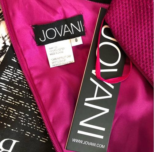 Jovani NEW  SZ 8 FUCHSIA SHIMMER ONE SHOULDER FORMAL COCKTAIL DRESS WITH POCKETS