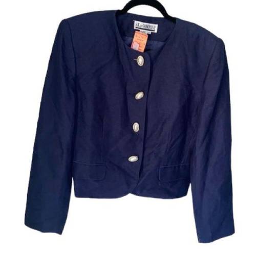 Krass&co Sk &  jacket blazer linen blend navy blue NEW old stock size 10 lined‎