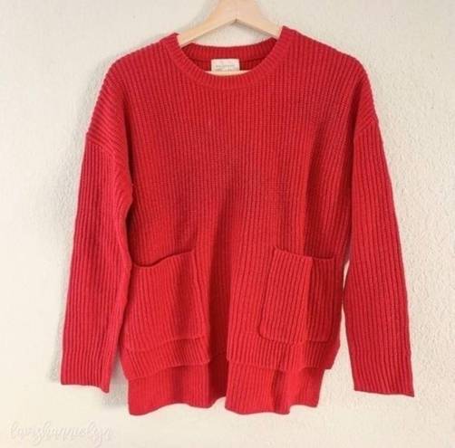 MELLODAY  Red Knit Fall Winter Pocket Oversized Sweater X-Small