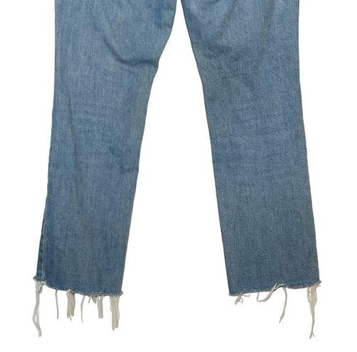 Everlane  Straight Leg Jeans Women's SZ 29 Blue Denim Mid Rise Frayed Hem Cropped