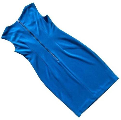 DKNY  Blue dress w asymmetrical neck and 19" accent metal zipper