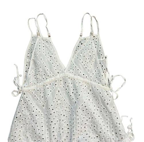 Maaji  Beach Swimsuit Cover Up Eyelet Mini Dress White Size Large Dreamy Boho