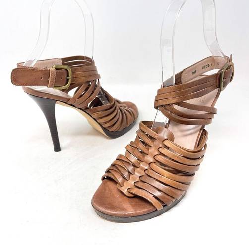 Stuart Weitzman  Arriba Huarache Strappy Sandal, Saddle Genuine Leather Size 6