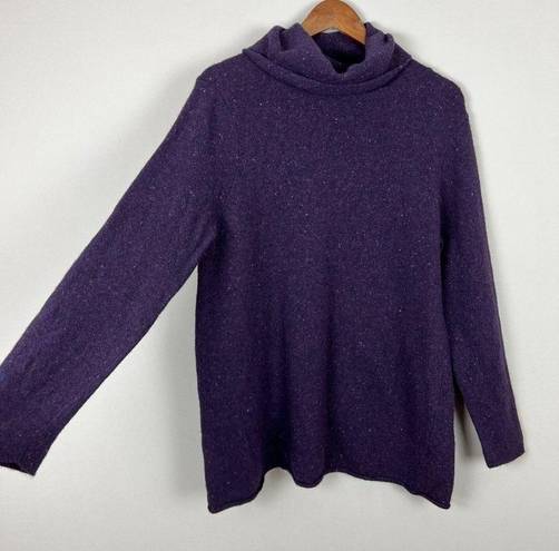 J.Jill  Sweater Womens XL Purple Turtleneck Wool Cashmere Tunic Italian Yarn Knit