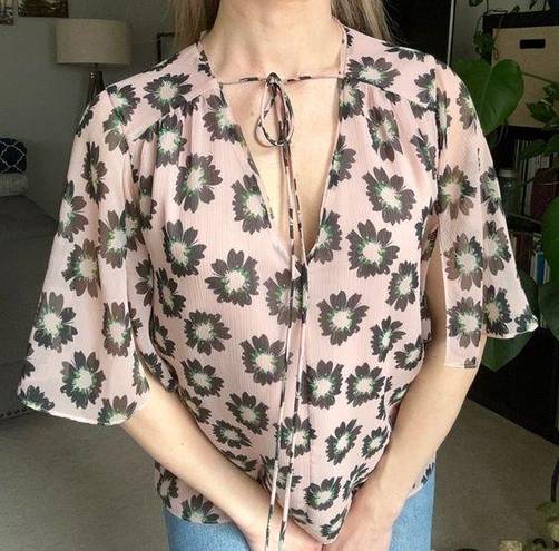 Ted Baker  London // Floral Tie Neck Blouse Top