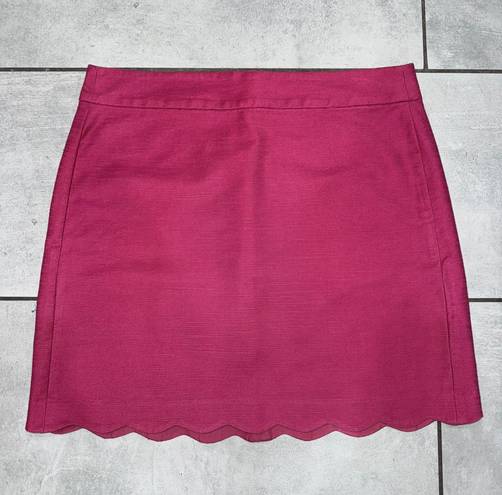 The Loft NWOT Skirt Mini Berry Pink Short Woven Cotton Blend Scalloped Hem - Size 10