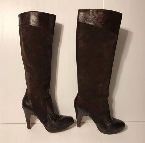 Max Studio  brown high heeled boots platform women size 7 1/2 M