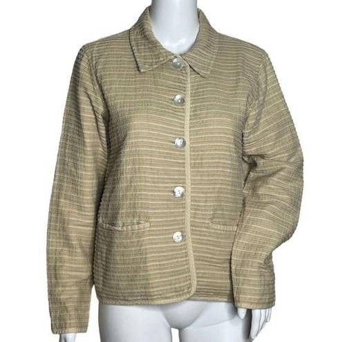 The Territory Ahead  Jacket Womens Medium Tan Pleated Blazer Neutral Minimalist