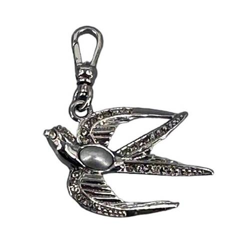 Chloe + Isabel  Sparrow Charm Rhinestone Bird Dove Pendant Silver Tone