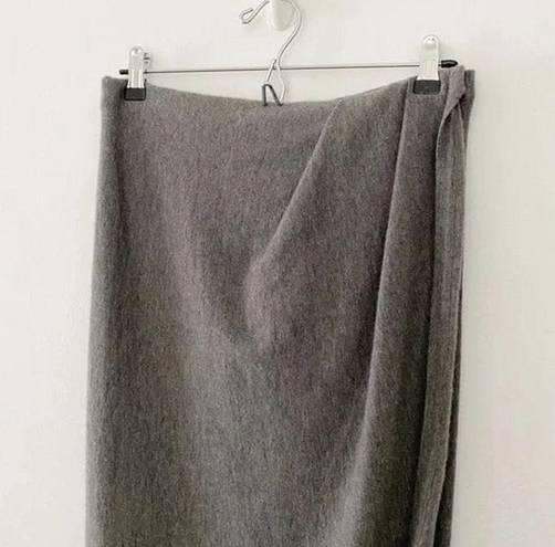 Donna Karan Cashmere Midi Wrap Skirt in Medium Grey NWT Size P Retail $795