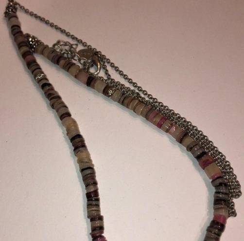 American Eagle AEO Beaded Silver Tone Chain Long Necklace  AE