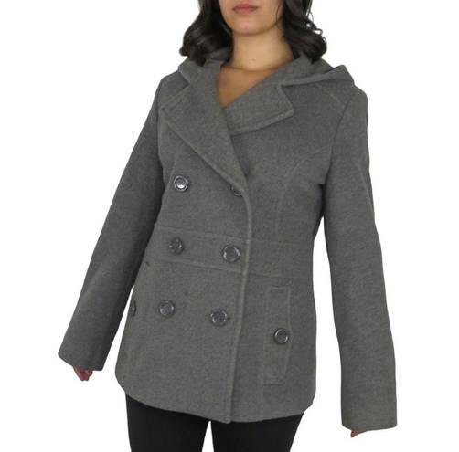 Croft & Barrow  Gray Wool Double-Breasted Wool Peacoat Medium Preppy