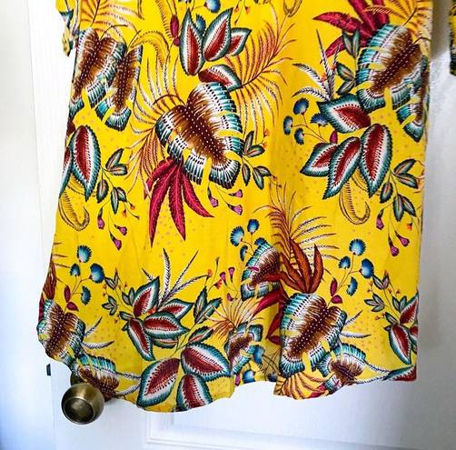 Farm Rio Dress Bria Smocked Mini Floral Off-Shoulder Yellow Multi XS EUC