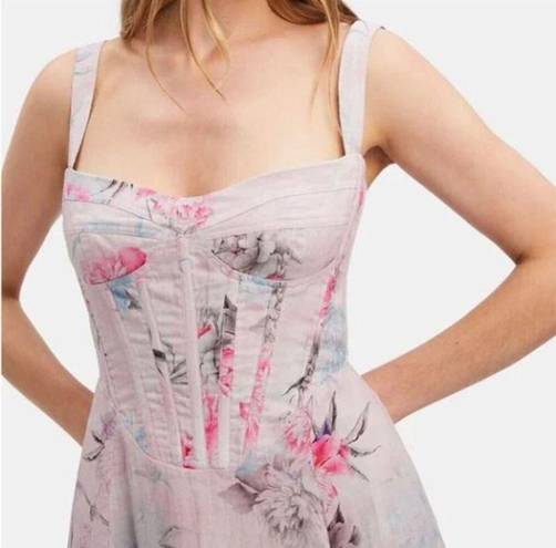 Bardot  Adaline Corset Midi Dress In Garden Floral Size Medium US 6