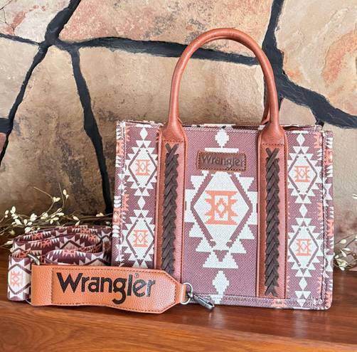 Wrangler TikTok Famous Allover Aztec Canvas Crossbody Tote Bag