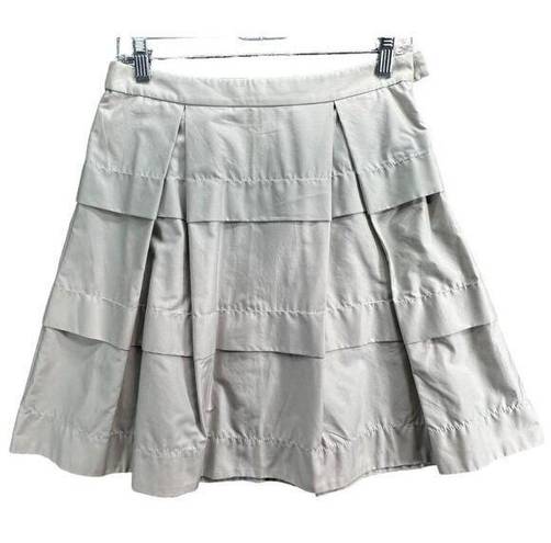 J.Crew  Skirt Womens 0 Light Gray Sateen Tiered Pleated A Line Gateau Side Zip