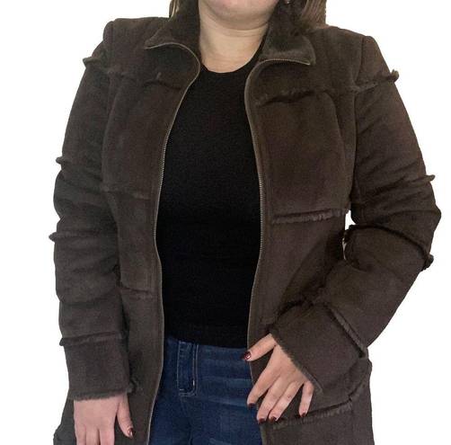 Dennis Basso  Vintage Brown Shearling Winter Coat Size Medium