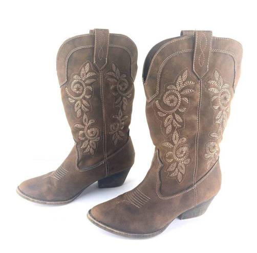 Rampage  Ram-Vida 429105 Womens Mid Shaft Brown Western Cowgirl Boots Sz 7M Rodeo