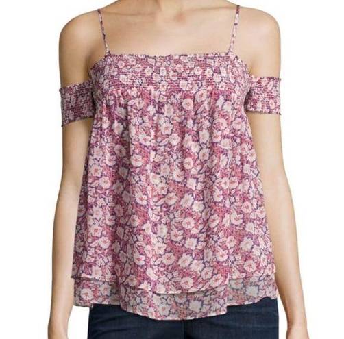 Rebecca Minkoff NWT  Pia Cold-Shoulder Floral Top, Multi Pattern/Pink