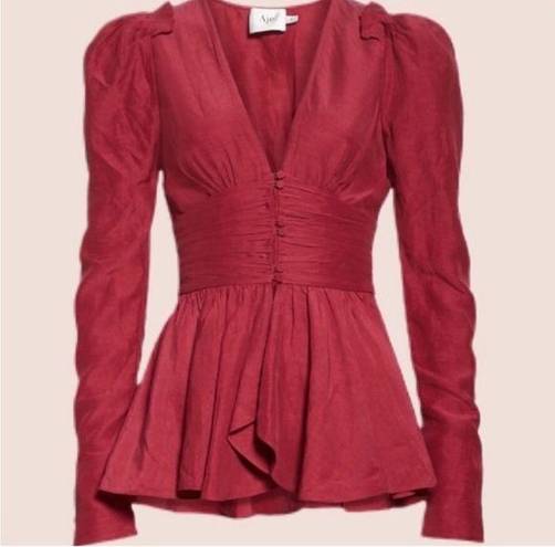 Rebellion Aje  Tucked Peplum Corset Top Magenta