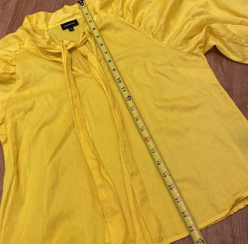 Who What Wear A New Day Yellow Neck Tie Blouse Shirt Small