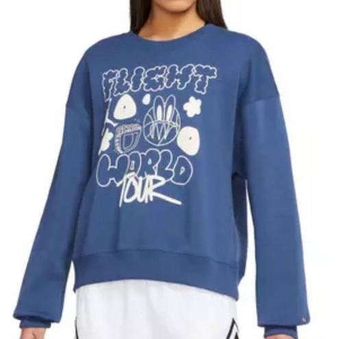 Nike Jordan Brooklyn Graphic Fleece Crew Neckline Sweatshirt Blue